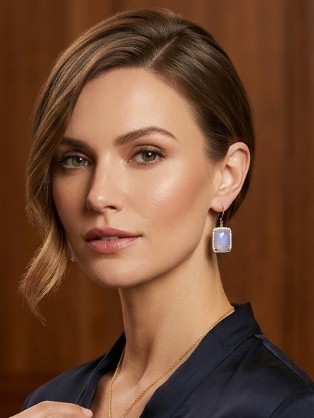 Chalcedony 18K Gold over Silver DANGLE Earrings